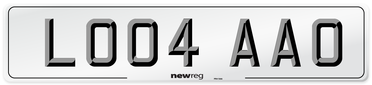 LO04 AAO Number Plate from New Reg